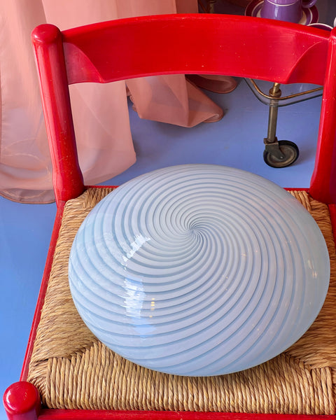 Vintage Murano blue swirl ceiling/wall lamp (D40)