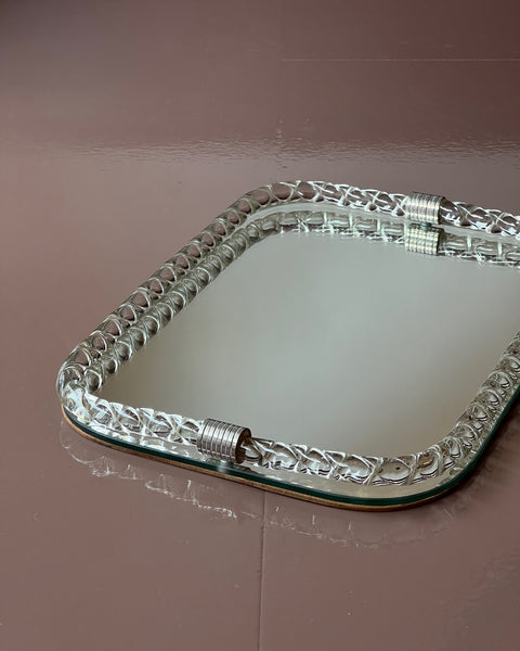 Vintage Italian mirror with twisted clear glass frame
