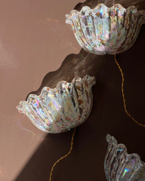 Vintage golden/peach/iridescent Murano wall lamp