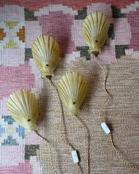Vintage golden Murano shell wall lamps (4 available)