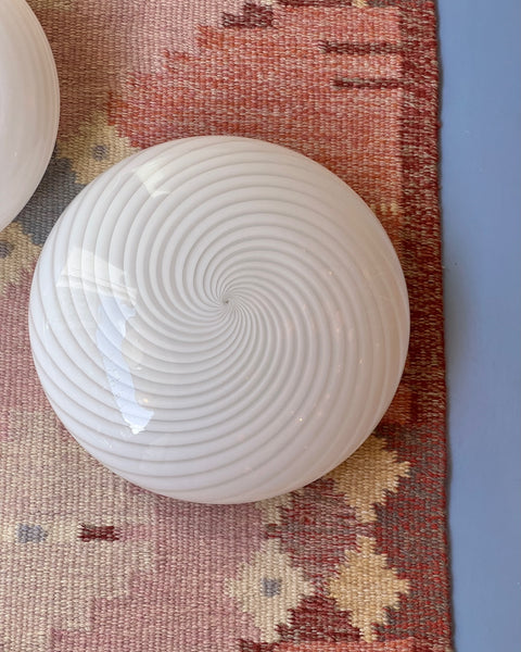 Vintage Murano white swirl ceiling/wall lamp (D38)