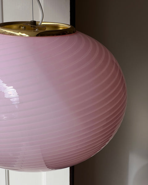 Vintage oval pink swirl Murano ceiling lamp (D46)