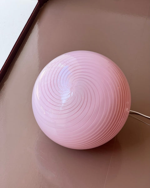 Vintage oval pink swirl Murano ceiling lamp (D40)