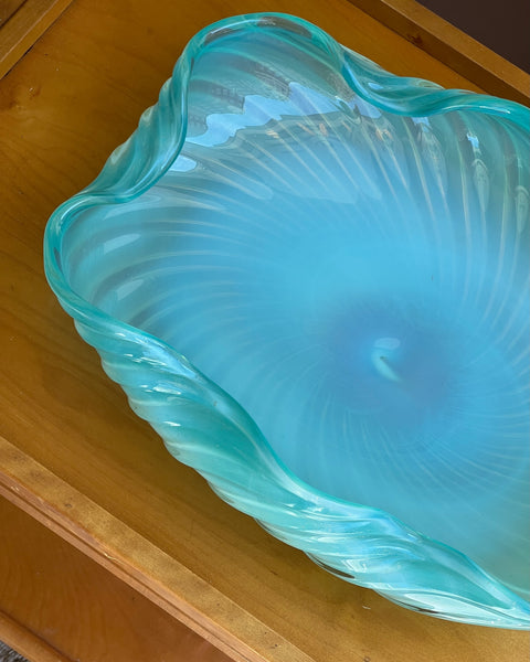 Large vintage blue Murano dish
