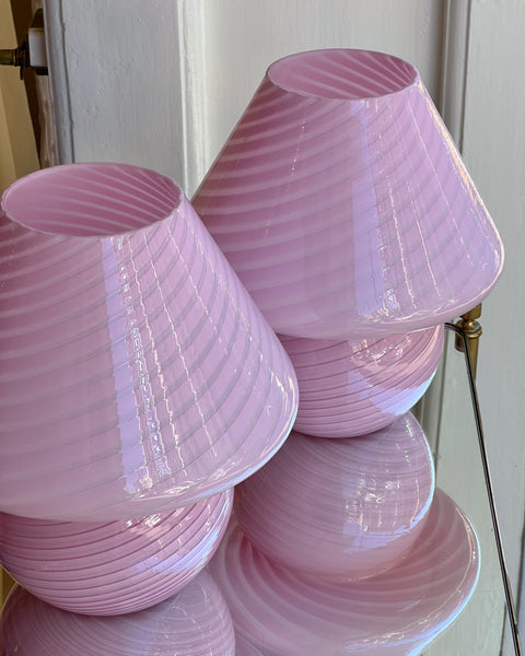 Vintage bubblegum pink Murano mushroom table lamp - Medium