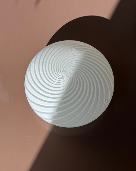Vintage Murano white swirl ceiling/wall lamp (D29)