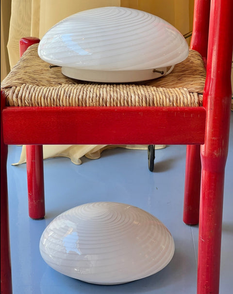 Vintage Murano white swirl ceiling/wall lamp (D30)