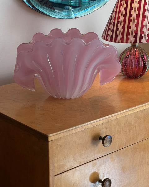 Vintage opal pink Murano shell bowl (Large)