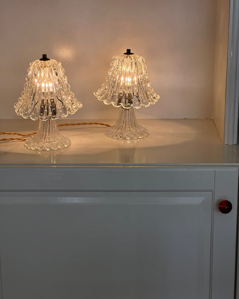 Vintage clear Murano table lamps (Sold as a pair)