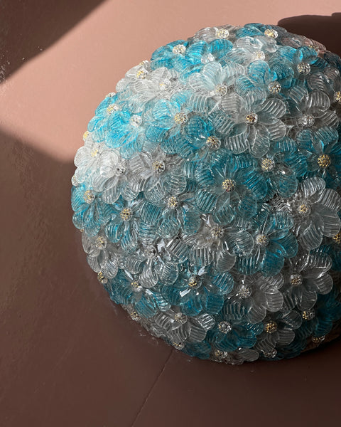 Vintage blue/clear/golden Murano flower ceiling/wall lamp (D32)