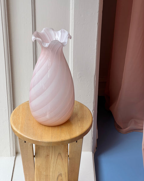 Vintage pink swirl Murano vase