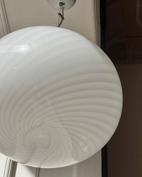 Vintage Murano white swirl oval ceiling lamp (D40)