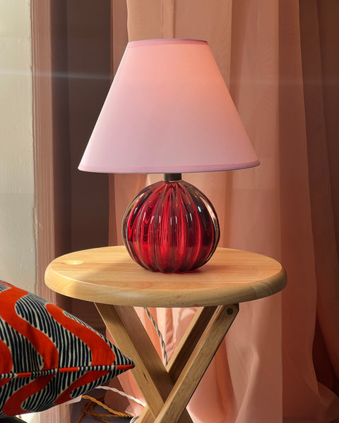 Vintage cherry red Murano table lamp (with shade)