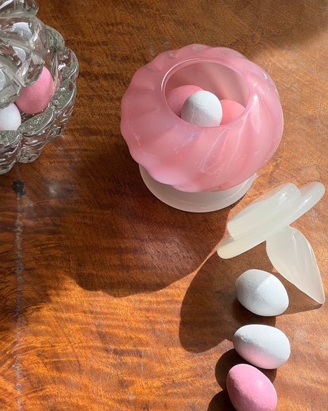 Vintage opal pink Murano bonbonniere