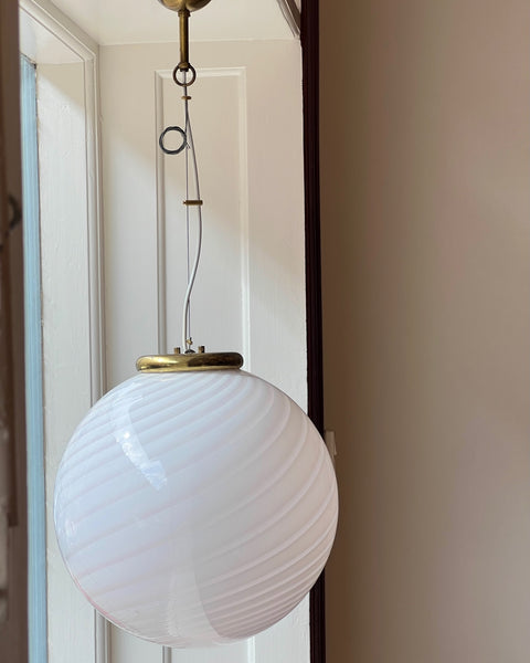 Vintage Murano light pink swirl ceiling lamp (D40)