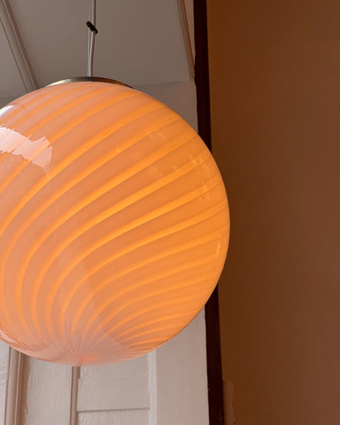 Vintage yellow swirl Murano ceiling lamp (D40)