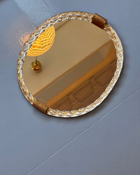 Vintage Italian mirror with twisted clear/golden glass frame