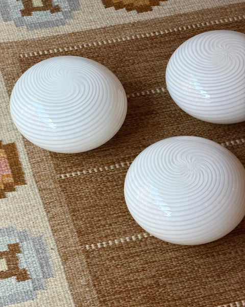 Vintage Murano white swirl ceiling/wall lamp (D28) (3 available)