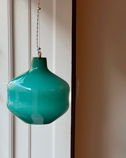 Vintage Massimo Vignelli opal/turquoise green ceiling lamp (30 cm)
