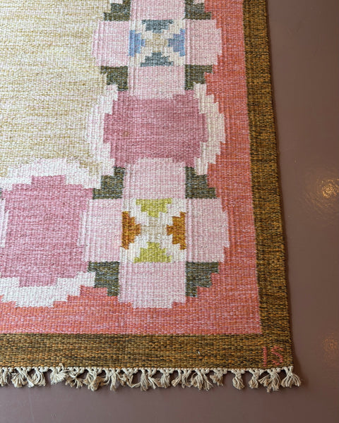 Vintage flat weave rug by Ingegerd Silow (IS)