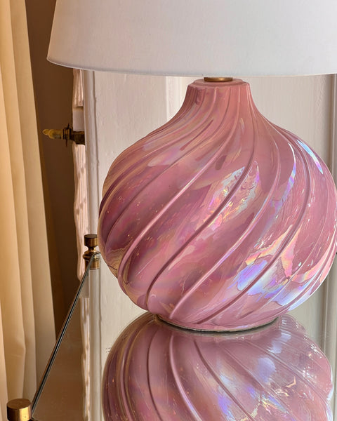 Vintage pink/metallic ceramic table lamp (without shade)