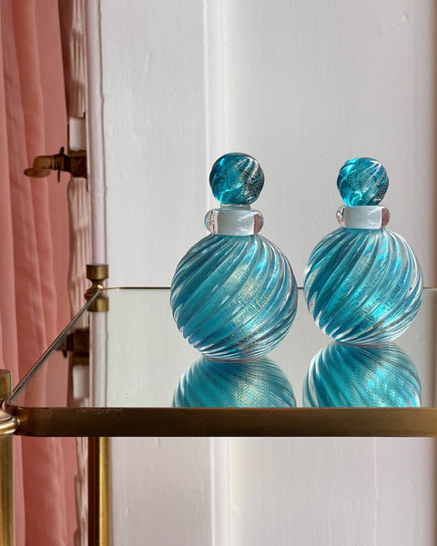 Vintage blue/golden seguso Murano flacon