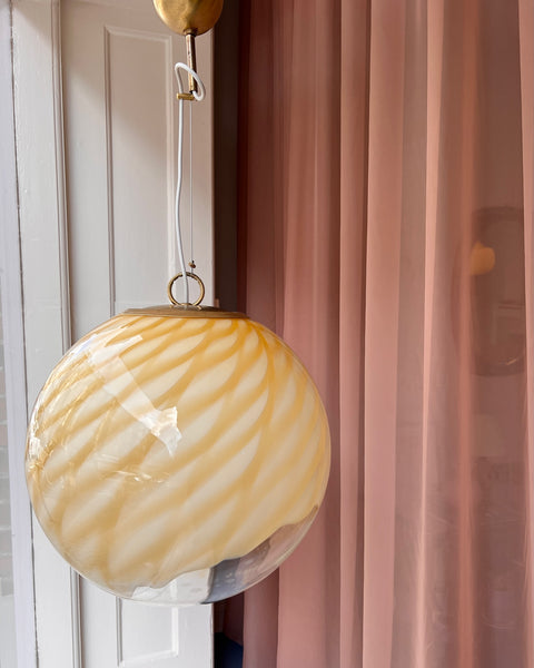 Large vintage golden clear Murano ceiling lamp (D45)