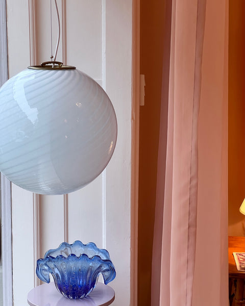 Vintage Murano light blue swirl ceiling lamp (D40)