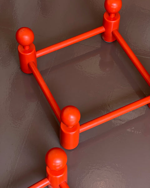 Vintage red wooden coat rack (2 available)