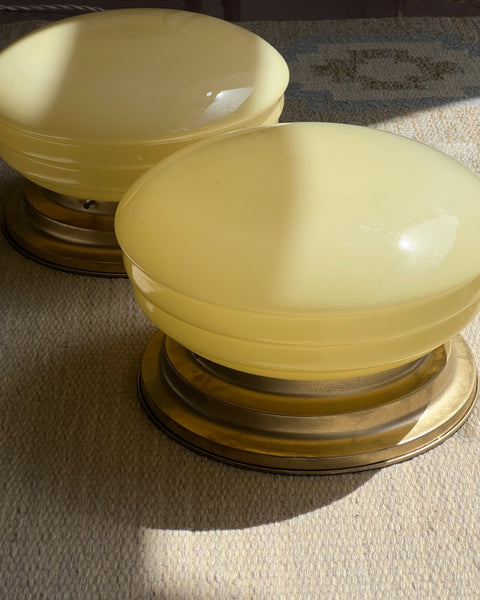 Vintage Murano opal yellow ceiling/wall lamp