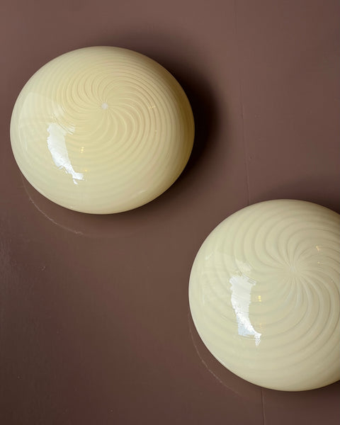 Vintage Murano yellow swirl ceiling/wall lamp (D30)