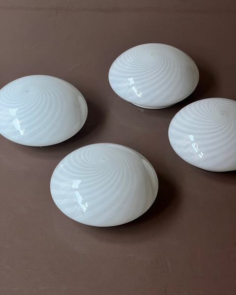 Vintage Murano white swirl ceiling/wall lamp (D30) (2 available)