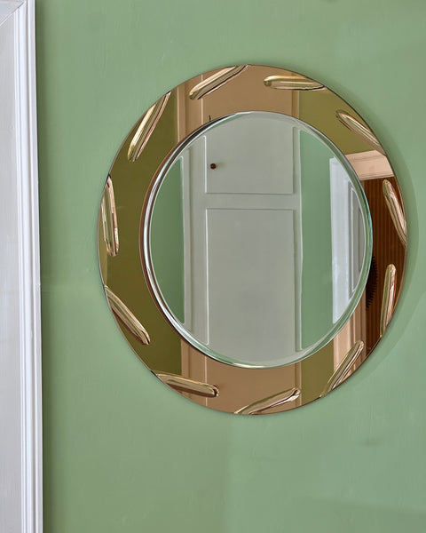 Vintage rosegold/pink round Italian mirror