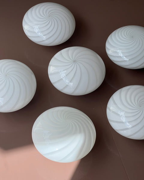Vintage Murano white swirl ceiling/wall lamp (D24) (5 available)