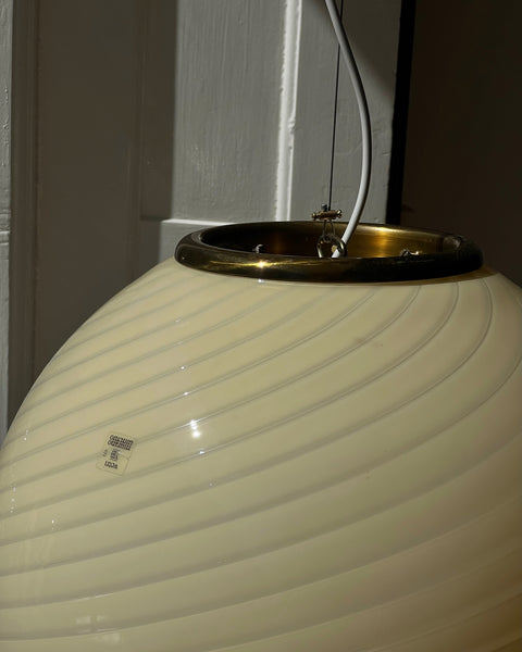 Vintage yellow/cream swirl Murano ceiling lamp (D45)