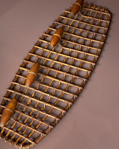 Vintage rattan coat rack