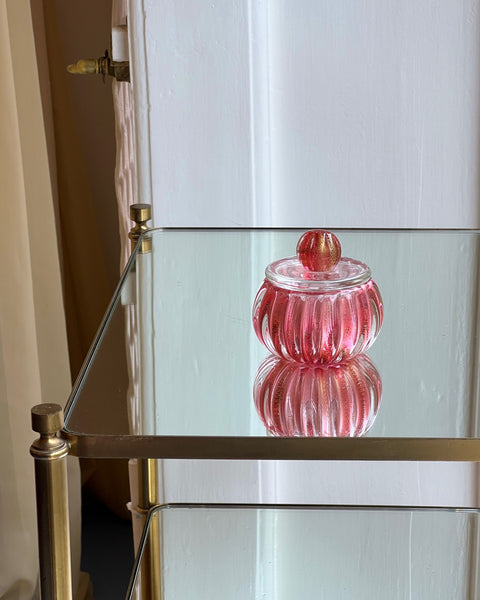 Vintage pink / golden Murano bonbonniere