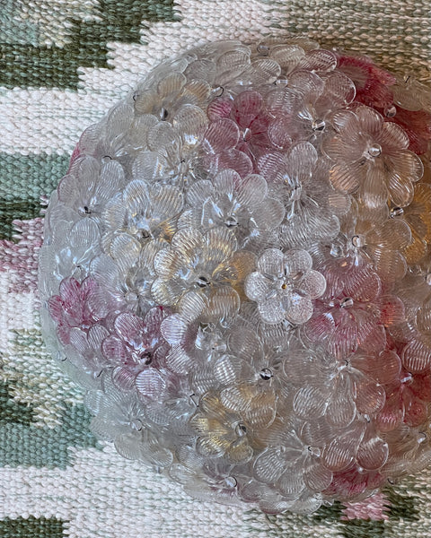 Vintage clear/golden/pink Murano flower ceiling/wall lamp (D32)