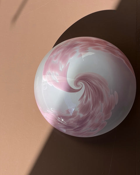 Vintage Murano pink/white swirl ceiling/wall lamp (D28)