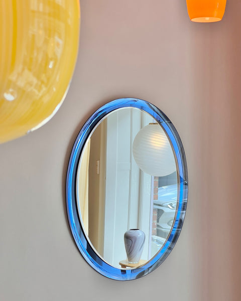 Vintage Italian mirror with blue mirror frame