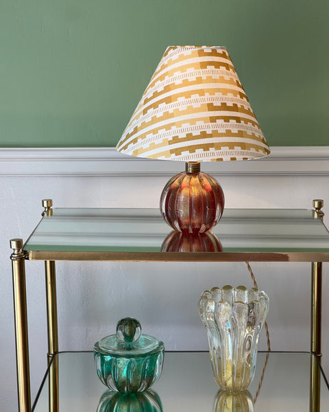 Vintage red/golden Murano table lamp (incl. lampshade)