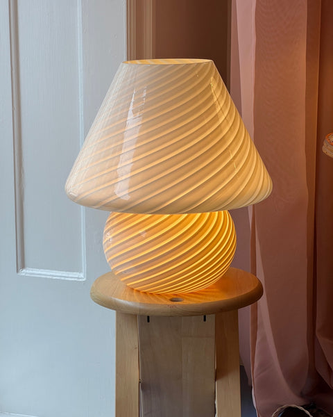 Vintage light yellow Murano mushroom table lamp - Large