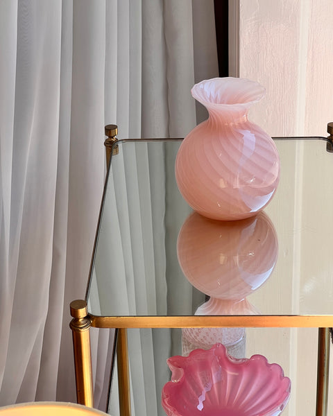Vintage pink swirl Murano vase