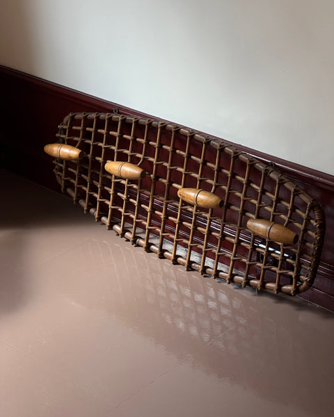 Vintage rattan coat rack