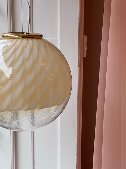 Vintage golden/cream clear Murano ceiling lamp (D40)