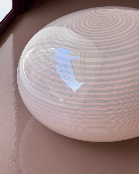 Vintage oval pink / white swirl Murano ceiling lamp (D50)