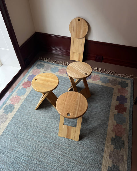 Vintage foldable wooden stool/side table