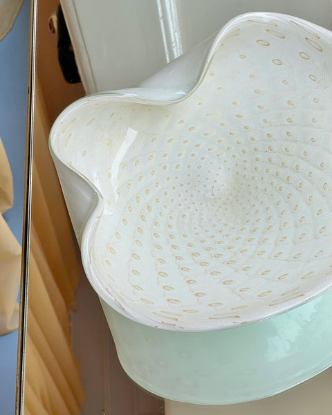 Vintage white / golden Murano bowl