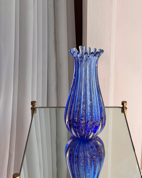 Vintage blue and golden Murano vase