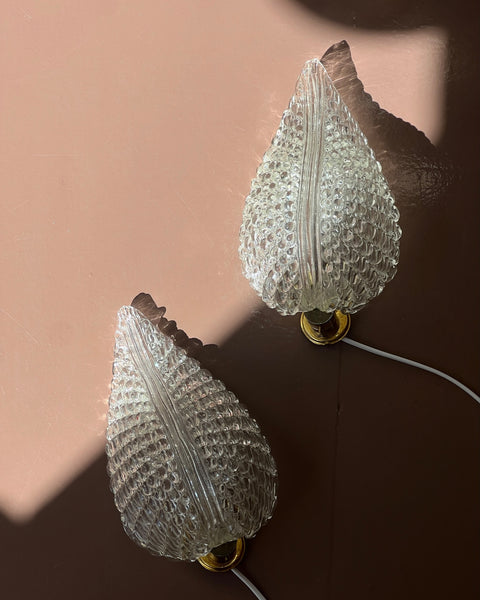 Vintage Murano leaf wall lamp (2 available)